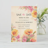 Save The Date Elégante Pêche Et Aquarelle Rose (Debout devant)