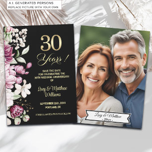 Save The Date Élégante Photo d'anniversaire de mariage de 30 ans
