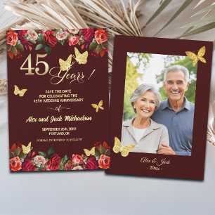 Save The Date Élégante Photo d'anniversaire de mariage de 45 ans