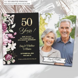 Save The Date Élégante Photo d'anniversaire de mariage de 50 ans