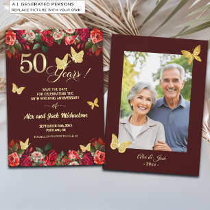 Save The Date Élégante Photo d'anniversaire de mariage de 50 ans