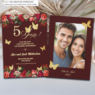 Save The Date Élégante Photo d'anniversaire de mariage de 5 ans