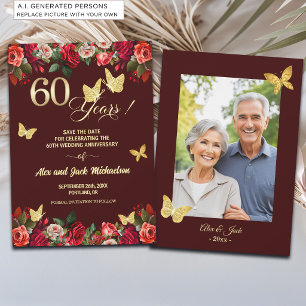 Save The Date Élégante Photo d'anniversaire de mariage de 60 ans