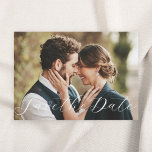 Save The Date Élégante photo de calligraphie Enregistrer la date<br><div class="desc">Conçu sur mesure,  le mariage enregistre la carte de date avec un design simple et une calligraphie élégante.</div>