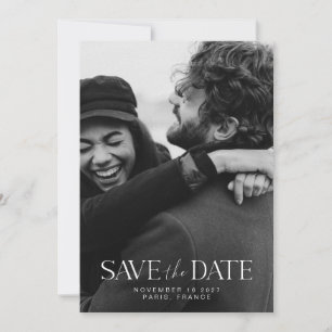 Save The Date Élégante photo de couple de calligraphie minimalis