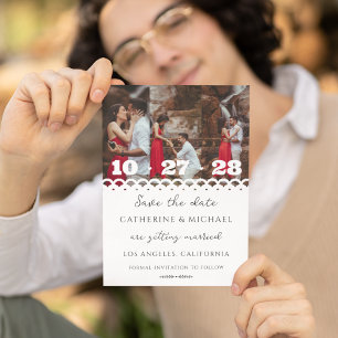 Save The Date Elégante Photo De Dentelle Blanche Moderne Enregis