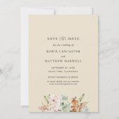 Save The Date Elégante Photo de fleurs de terre avec Mariage bei (Dos)