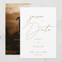 Élégante Photo de Mariage à l'Écriture Dorée Enreg