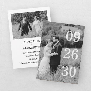 Save The Date Élégante Photo de Mariage à Sauvegarder en Noir et