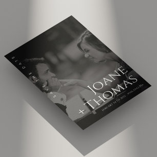 Save The Date Élégante Photo de Mariage à Venir en Police Romain