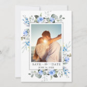 Save The Date Élégante Photo de mariage au eucalyptus aquarelle (Devant)