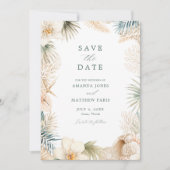 Save The Date Élégante Photo de Mariage de Plage Côtière (Devant)