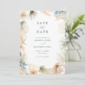 Save The Date Élégante Photo de Mariage de Plage Côtière (Debout devant)