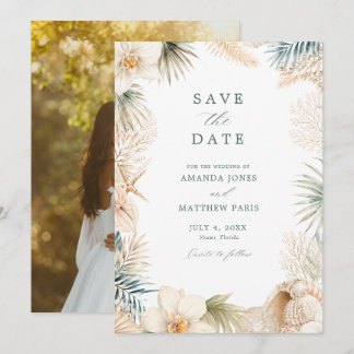 Save The Date Élégante Photo de Mariage de Plage Côtière 