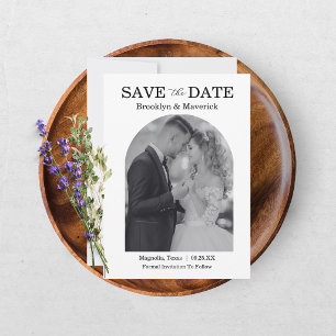 Save The Date Élégante Photo de Mariage en Noir et Blanc pour Sa