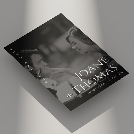 Save The Date Élégante Photo de Mariage en Police Romaine "Save 