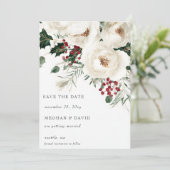 Save The Date Élégante photo de Noël blanc rouge (Debout devant)