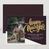 Save The Date Élégante photo du Nouvel An (Devant / Derrière)