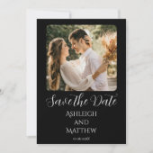 Save The Date Elégante photo en noir et blanc (Devant)