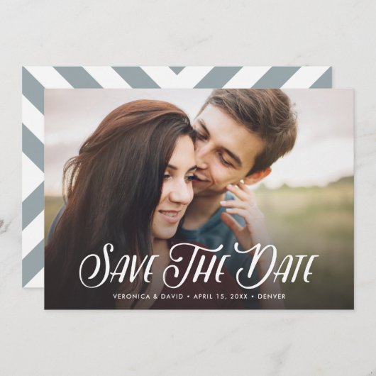 Save The Date Élégante Photo manuscrite Enregistrer La Date (Devant / Derrière)