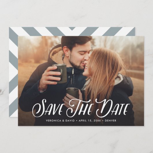 Save The Date Élégante Photo manuscrite Enregistrer La Date (Devant / Derrière)