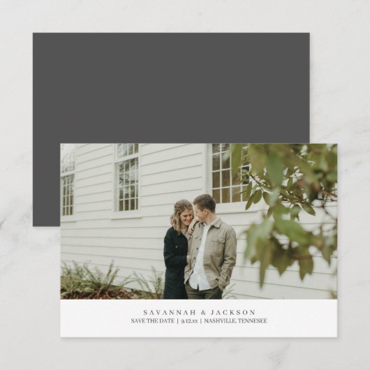 Save The Date Élégante photo Mariage classique Enregistrer la ca (Devant / Derrière)