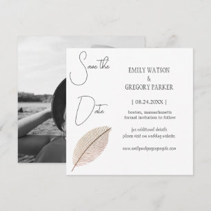 Save The Date Elégante photo minimaliste de feuille abstraite en