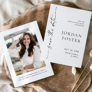 Save The Date Élégante photo minimaliste de graduation