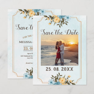 Save The Date Elégante photo moderne Aquarelle Mariage floral