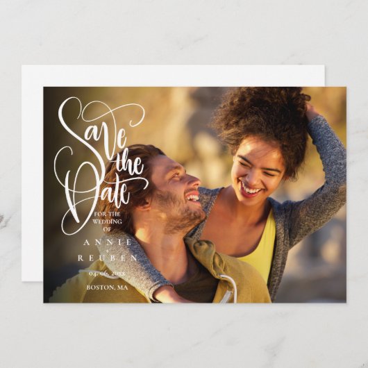 Save The Date Élégante photo moderne en noir et blanc Enregistre (Devant / Derrière)