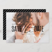 Save The Date Elégante photo moderne noir & or enregistrer la da (Devant / Derrière)