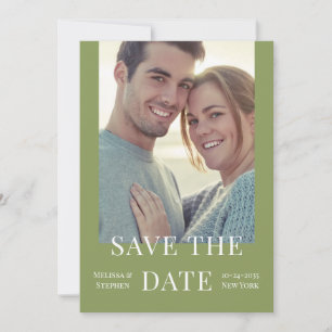 Save The Date Élégante photo QR Code Sage Green Mariage