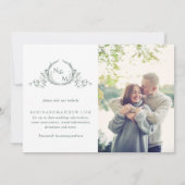 Save The Date Élégante Photo Vert Monogramme Mariage Enregistrer (Dos)
