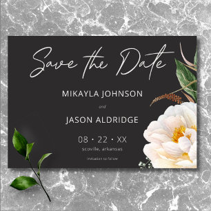 Save The Date Elégante pivoines blanches modernes sur Mariage no