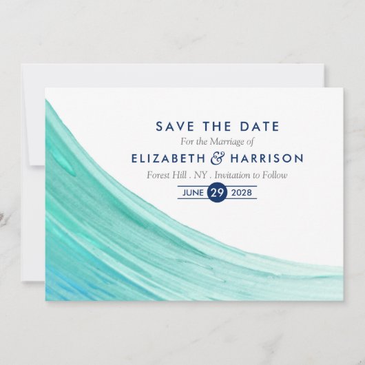 Save The Date Elégante Plage Turquoise Tides Économisez La Date (Devant)