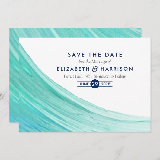 Save The Date Elégante Plage Turquoise Tides Économisez La Date (Devant / Derrière)