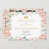 Save The Date Elégante Quinceañera rose & or (Devant / Derrière)