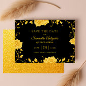 Save The Date Elégante Quinceanera royale dorée