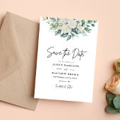 Save The Date Élégante Rose blanche verte Mariage Floral