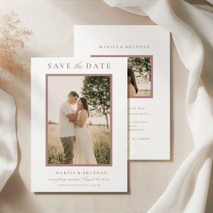 Save The Date Élégante Rose Poussiéreuse Photo Recto-Verso Maria