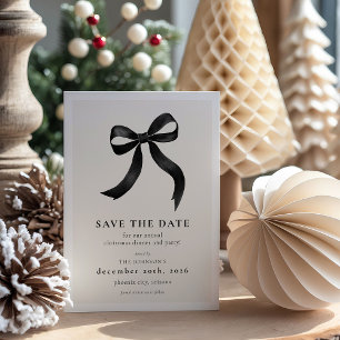 Save The Date Élégante Soirée de Noël à Ruban Noir