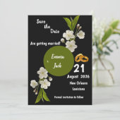 Save The Date Élégante succursale en fleurs blanches Enregistrer (Debout devant)