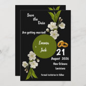 Save The Date Élégante succursale en fleurs blanches Enregistrer (Devant / Derrière)