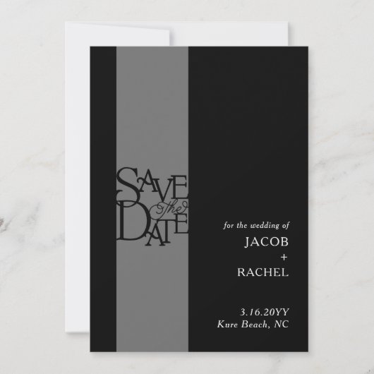 Save The Date Élégante superposition Noir Blanc Mariage Enregist (Devant)