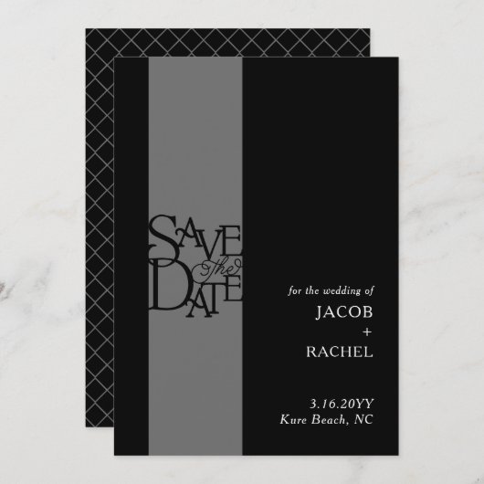 Save The Date Élégante superposition Noir Blanc Mariage Enregist (Devant / Derrière)