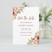 Save The Date Elégante Terracotta à thème Aquarelle Florale (Debout devant)