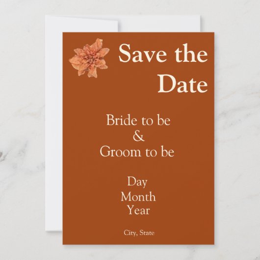 Save The Date Élégante Terracotta Enregistrer la date - Mariage (Devant)
