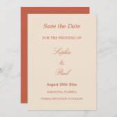 Save The Date Élégante Terracotta Script Mariage Enregistrer la  (Devant / Derrière)