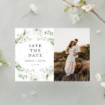 Save The Date Elégante Terre de verdure Photo<br><div class="desc">Belle aquarelle verdure encadre vos détails dans cet élégant et moderne enregistrer la date avec la photo. Au verso,  il y a de la place pour ajouter des détails supplémentaires. Parfait pour de beaux événements à tout moment de l'année. Cela fait partie de ma collection "Earth Greenery".</div>