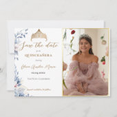 Save The Date Elégante Tiara Quinceañera Photo Enregistrer la da (Devant)